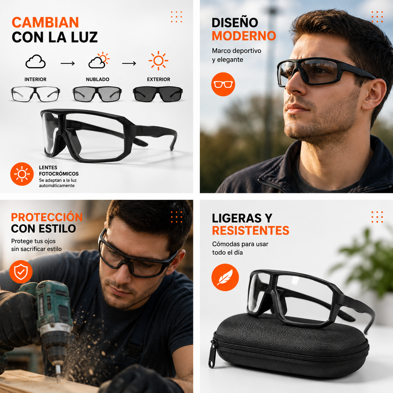 Gafas Fotocromáticas Unisex con Protección UV400 y Lentes que se Adaptan a la Luz