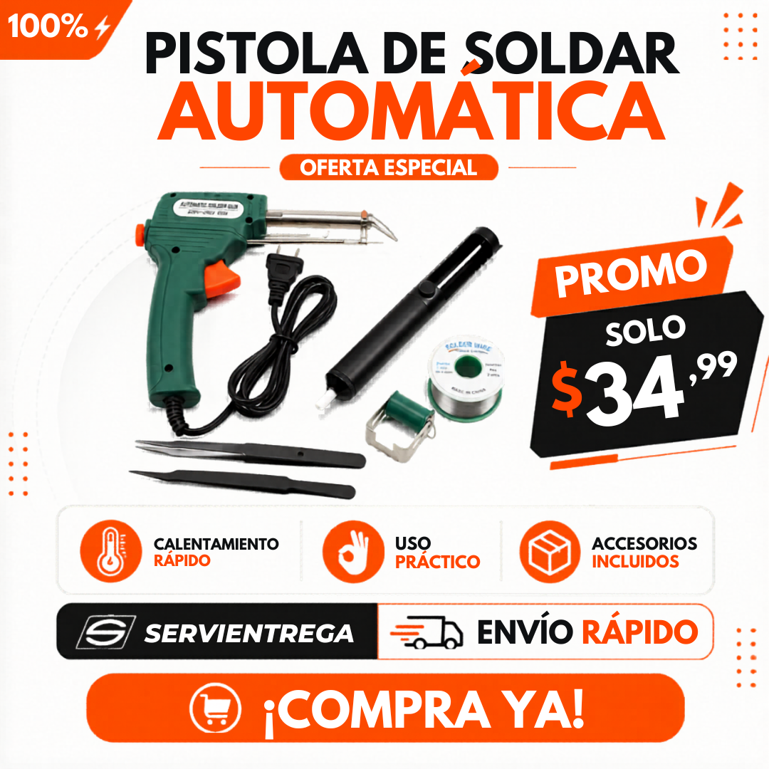 Pistola de Soldar Automática con Estaño | Kit de Soldadura Eléctrica para Reparaciones